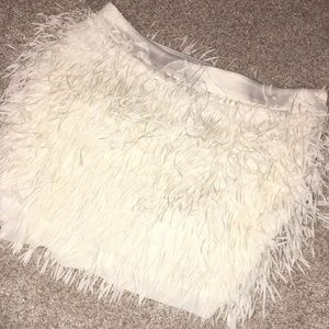 Express Off White Fringe Mini Skirt